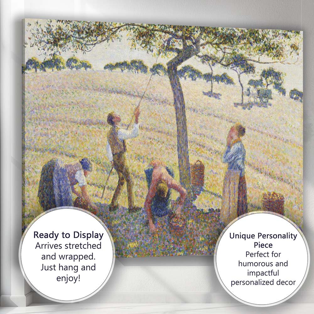 Pointillist Orchard Harvest Rural Countryside Scene Canvas Wall Art Print Decor Picture Ready to Hang