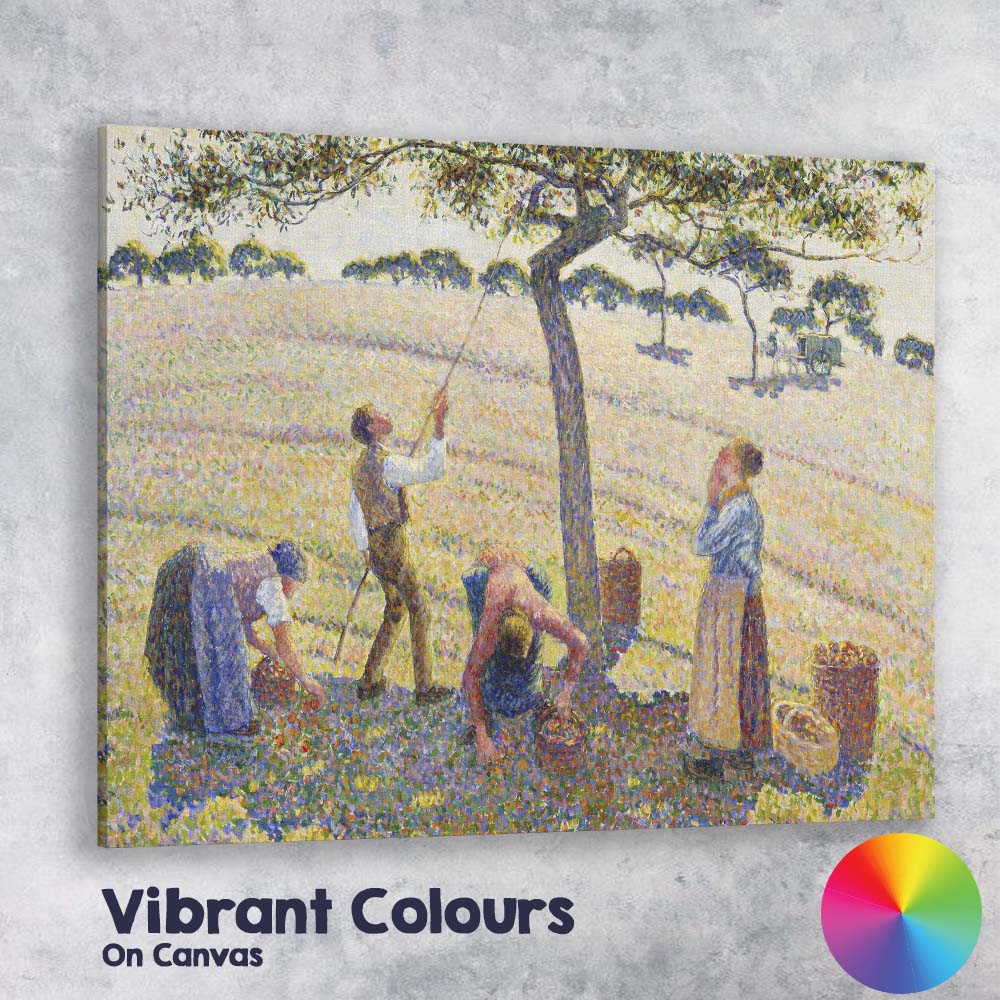 Pointillist Orchard Harvest Rural Countryside Scene Canvas Wall Art Print Decor Picture Ready to Hang