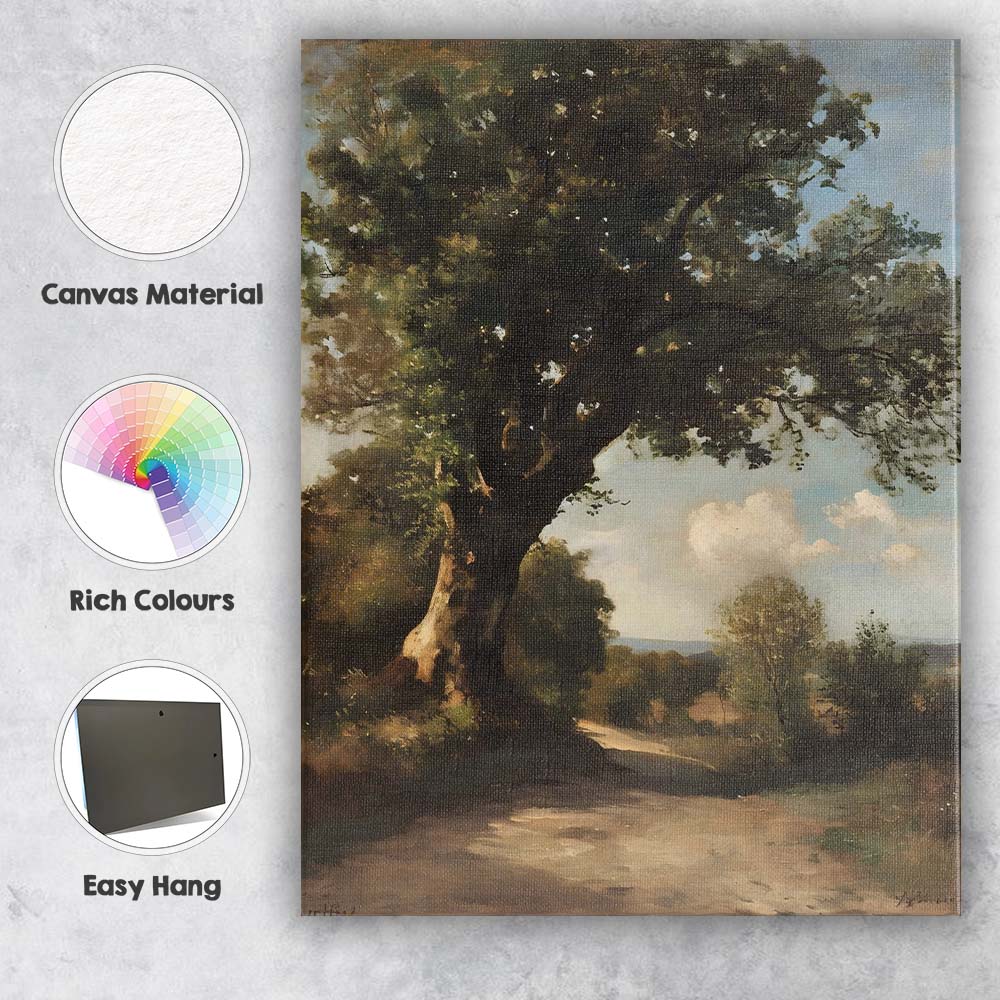 Classic Ancient Oak Tree Country Path Landscape Canvas Wall Art Print Decor Picture Ready to Hang