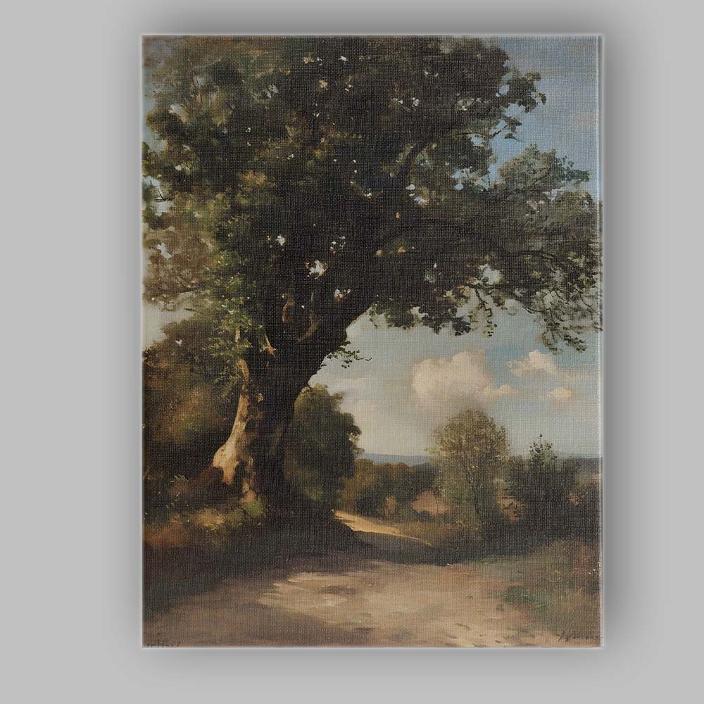 Classic Ancient Oak Tree Country Path Landscape Canvas Wall Art Print Decor Picture Ready to Hang