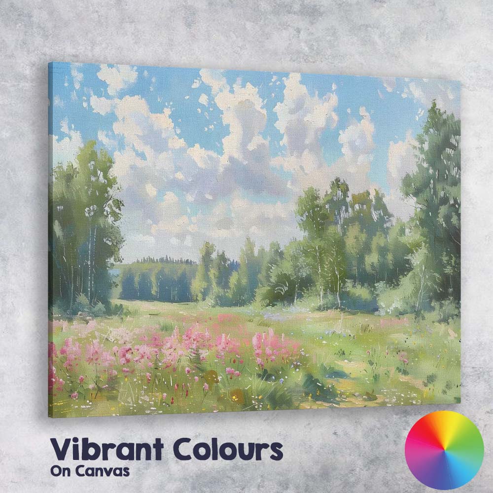 Fresh Spring Meadow Woodland Wildflower Landscape Canvas Wall Art Print Decor Picture Ready to Hang