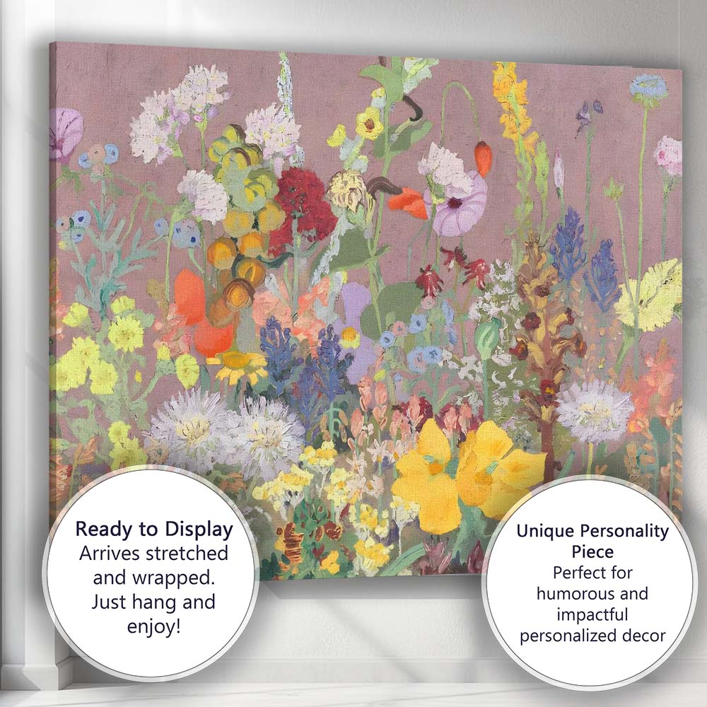 Pastel Wildflower Meadow Floral Still Life Impressionist Canvas Wall Art Print Decor Picture Ready to Hang