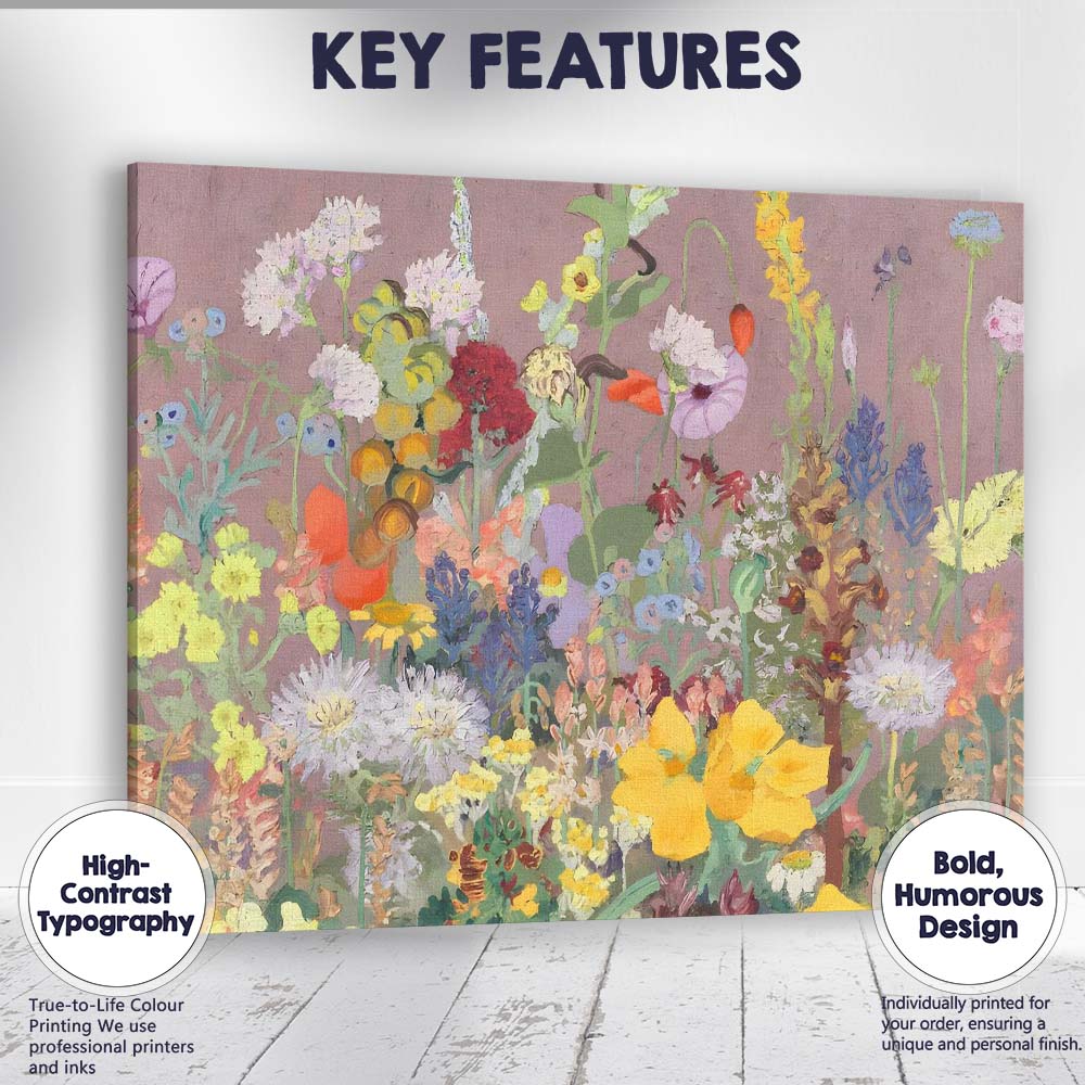 Pastel Wildflower Meadow Floral Still Life Impressionist Canvas Wall Art Print Decor Picture Ready to Hang