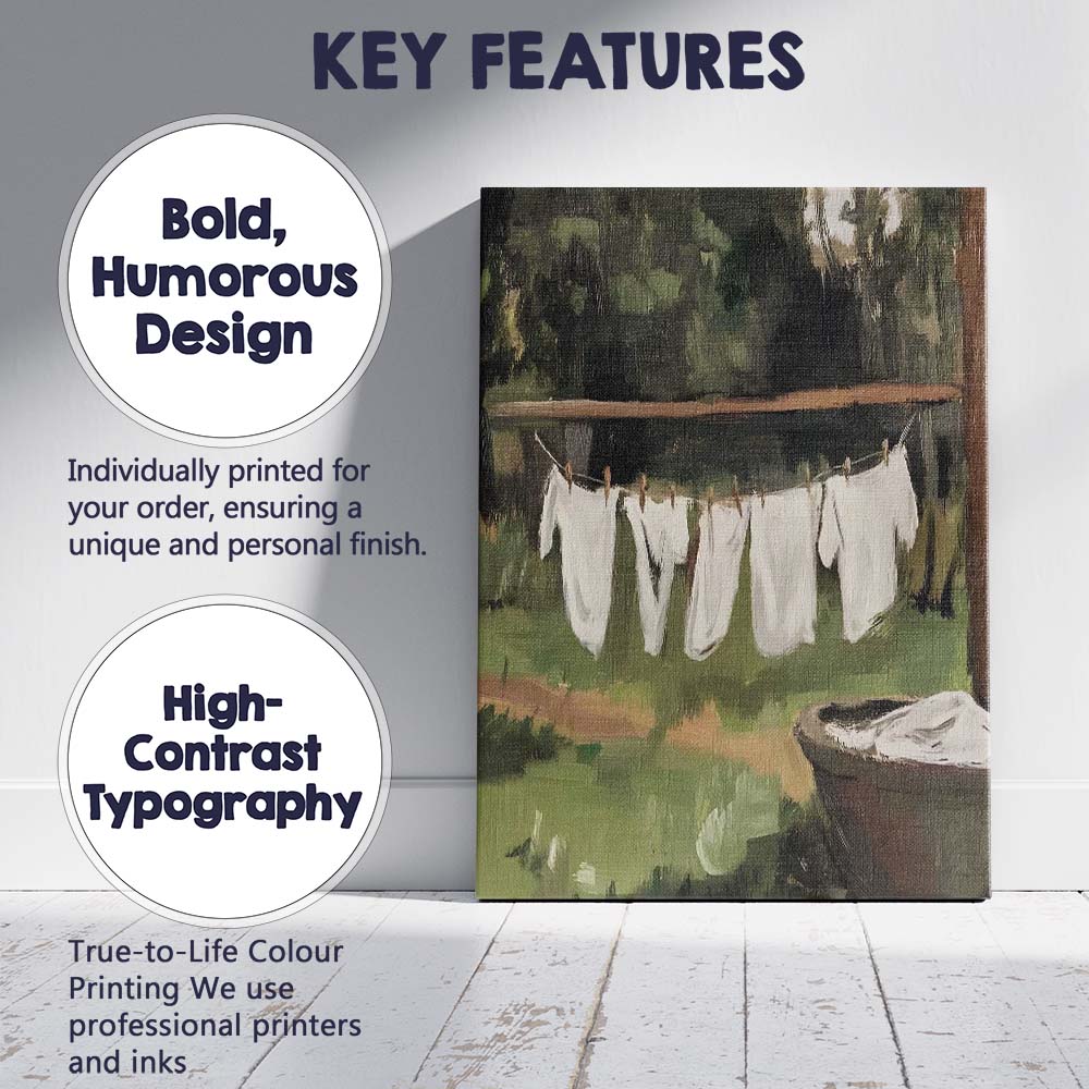 Rustic Country Laundry Line Farmhouse Garden Canvas Wall Art Print Decor Picture Ready to Hang