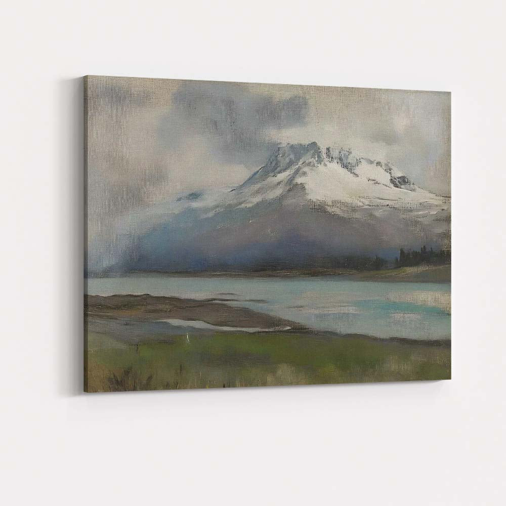 Minimalist Snow Capped Mountain Lake Landscape Canvas Wall Art Print Decor Picture Ready to Hang
