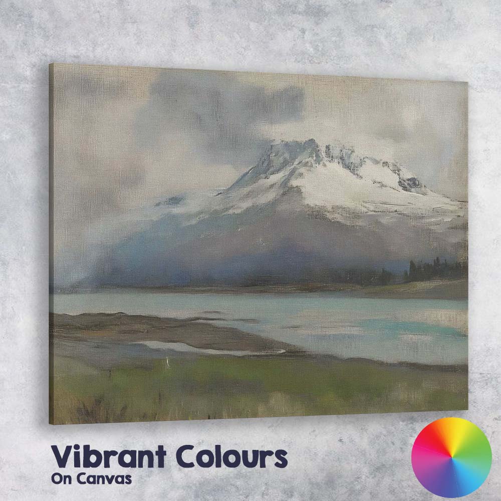 Minimalist Snow Capped Mountain Lake Landscape Canvas Wall Art Print Decor Picture Ready to Hang