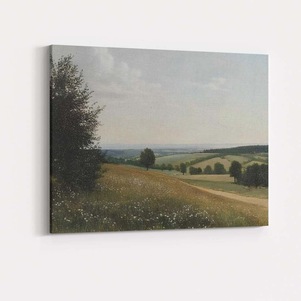 Peaceful Rolling Countryside Hills Summer Meadow Scenic Landscape Canvas Wall Art Print Decor Picture Ready to Hang