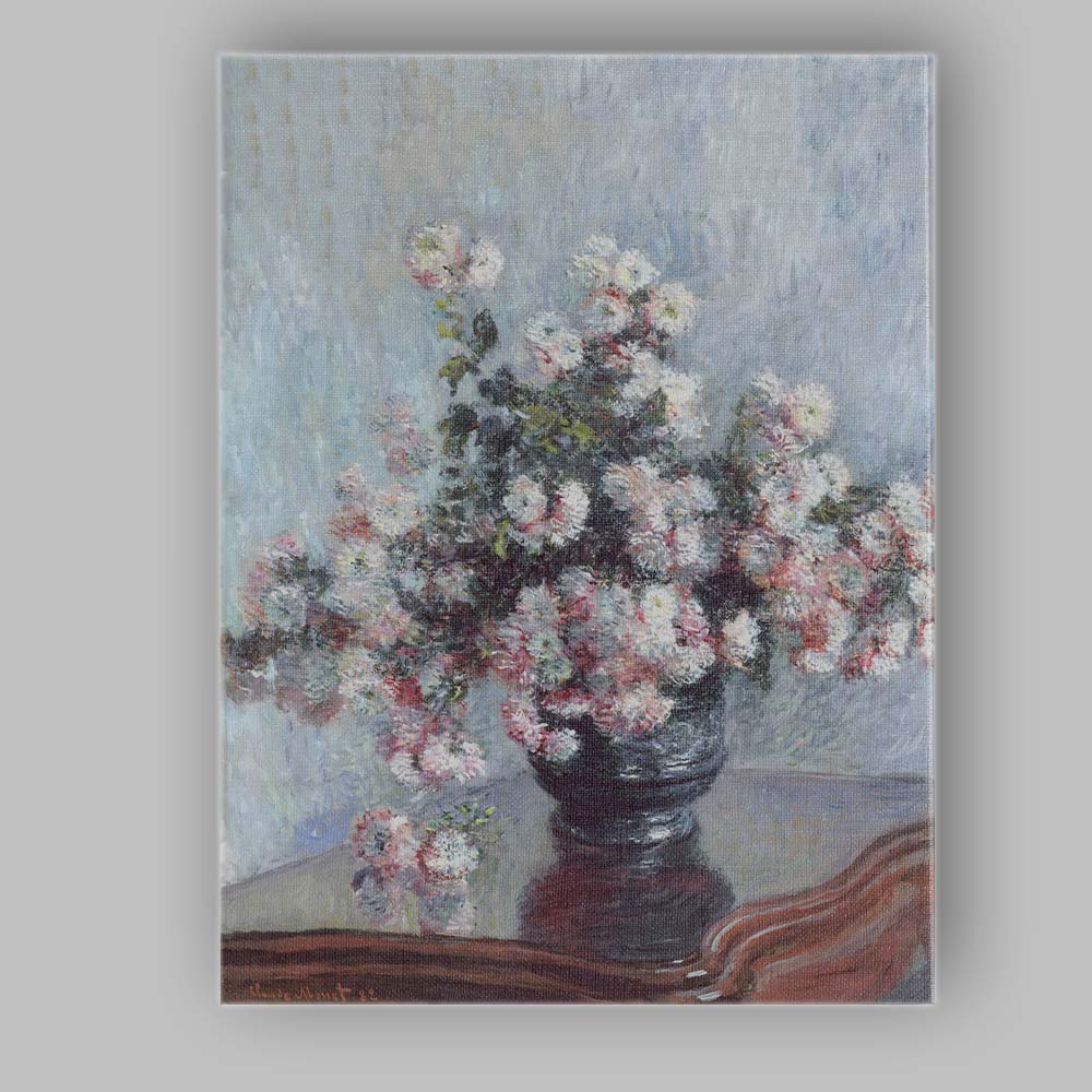 Impressionist White Chrysanthemum Bouquet Still Life Floral Canvas Wall Art Print Decor Picture Ready to Hang