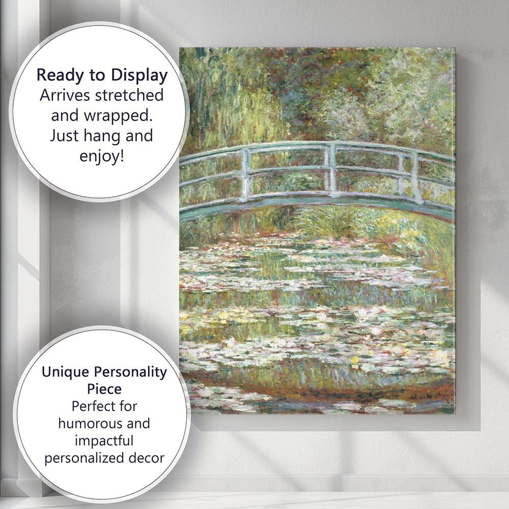 Impressionist Japanese Bridge Water Lily Pond Garden Canvas Wall Art Print Decor Picture Ready to Hang