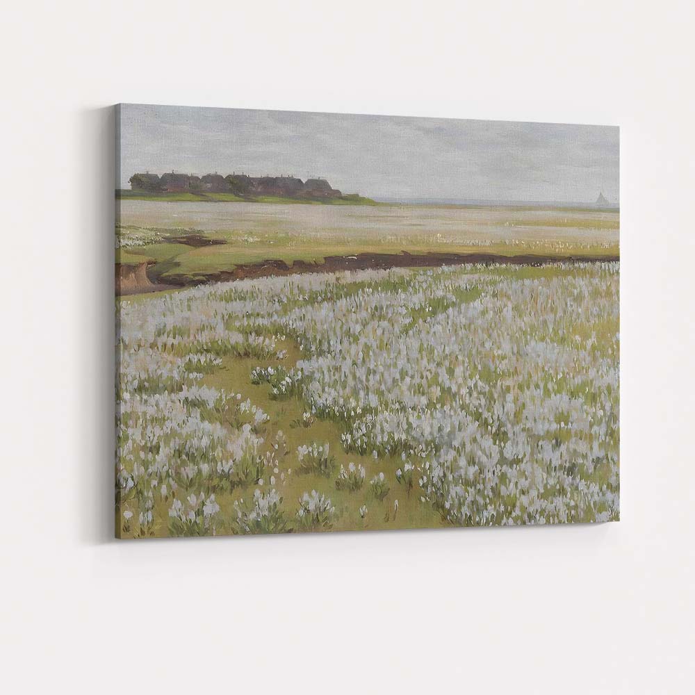 Coastal Wildflower Meadow Seaside Village Spring Landscape Canvas Wall Art Print Decor Picture Ready to Hang