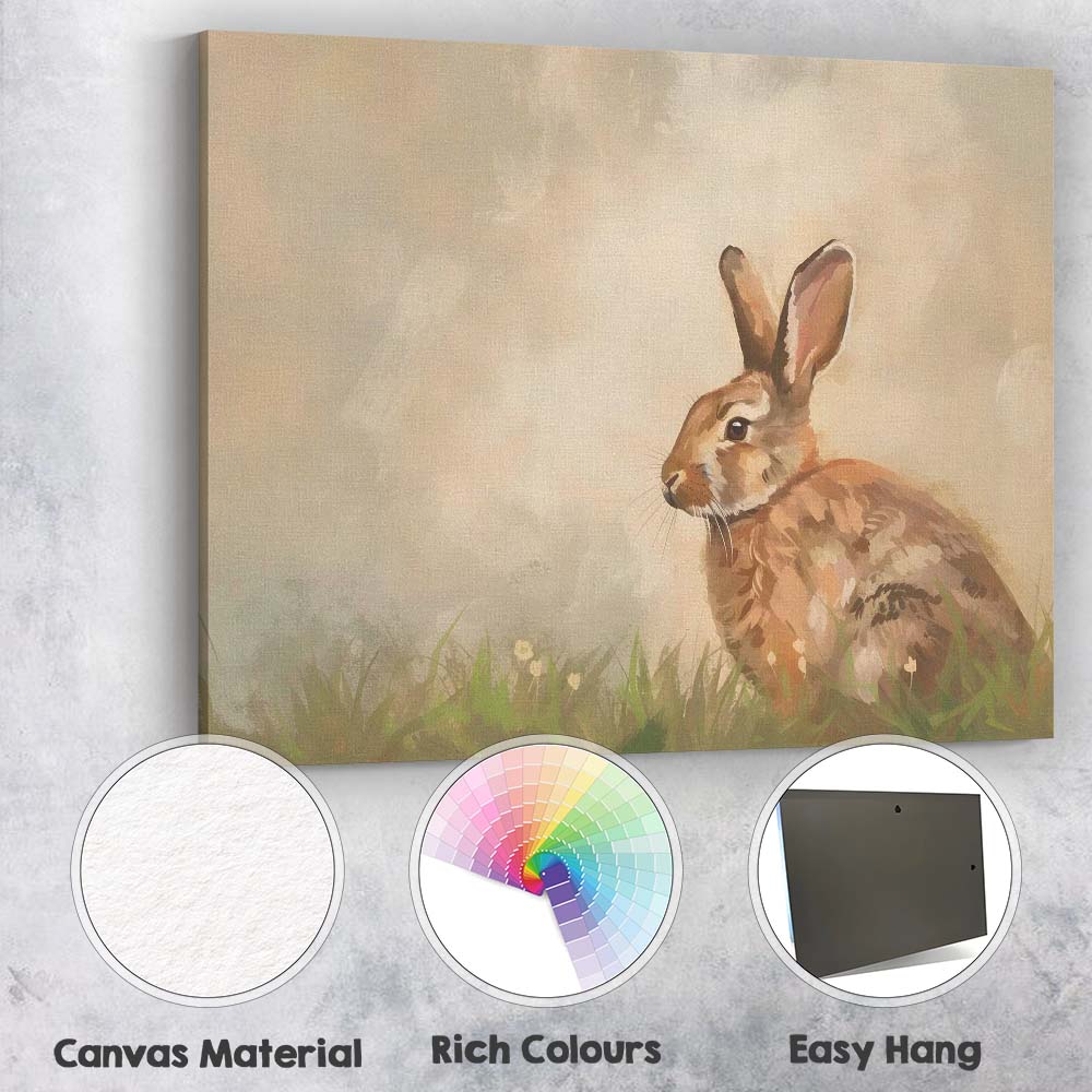 Watercolour Brown Woodland Hare Wildlife Portrait Canvas Wall Art Print Decor Picture Ready to Hang