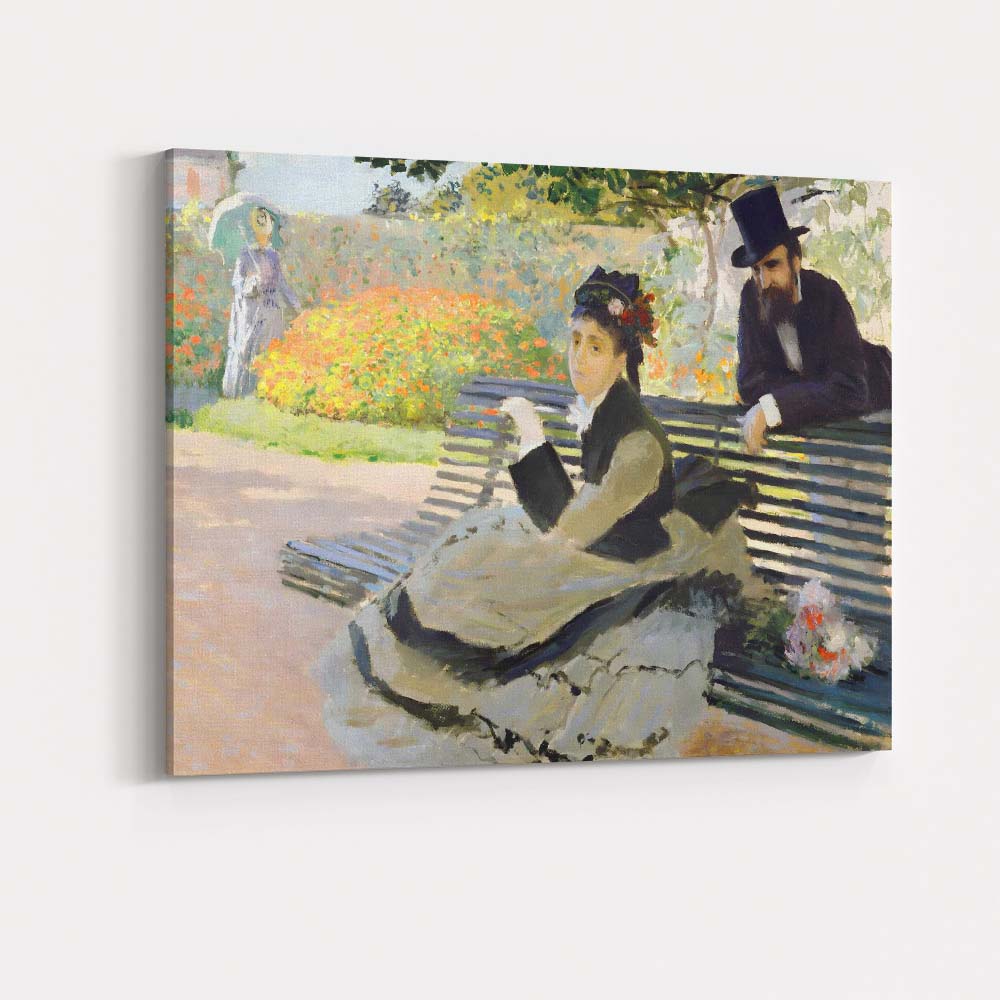 Classic Impressionist Victorian Couple Garden Park Bench Canvas Wall Art Print Decor Picture Ready to Hang