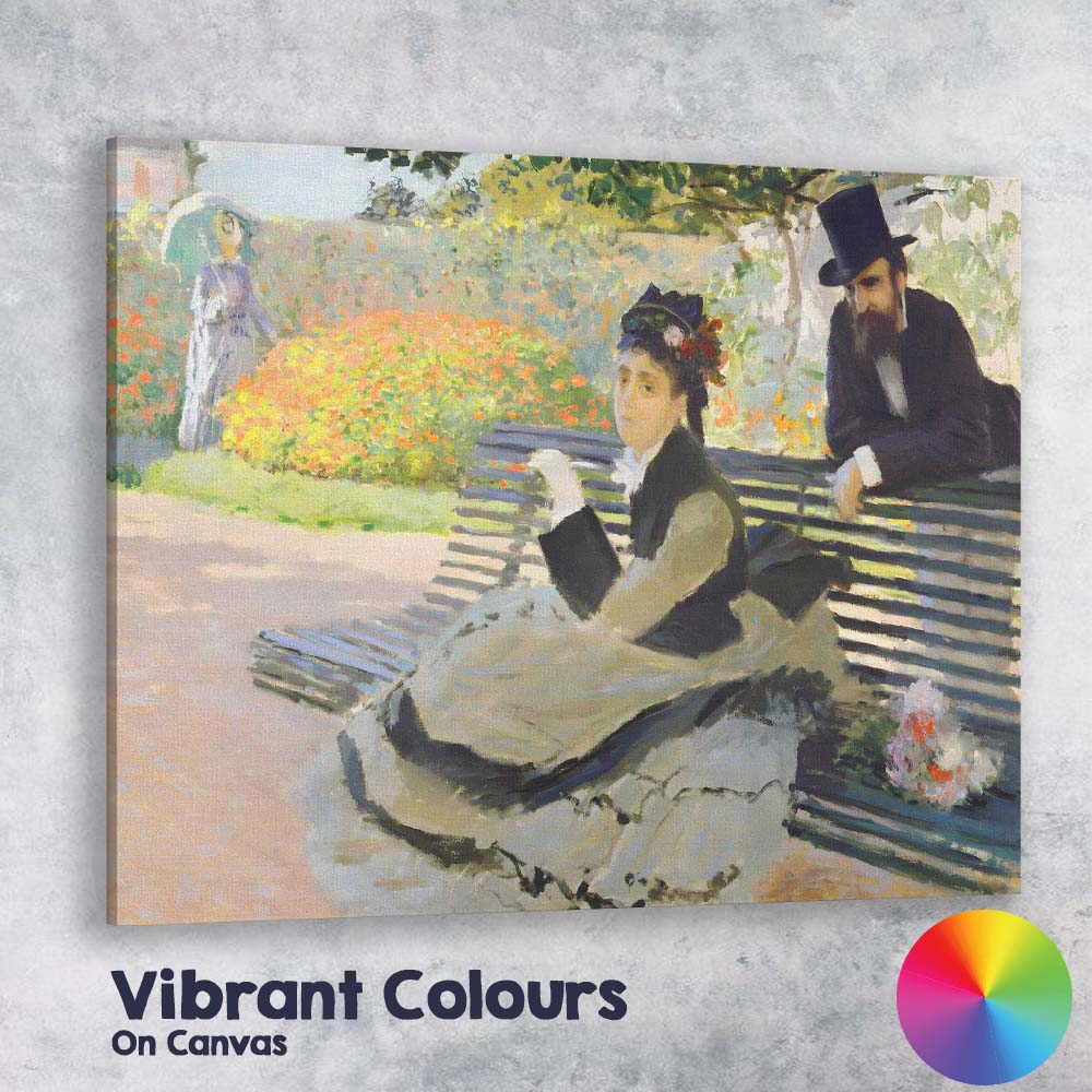 Classic Impressionist Victorian Couple Garden Park Bench Canvas Wall Art Print Decor Picture Ready to Hang