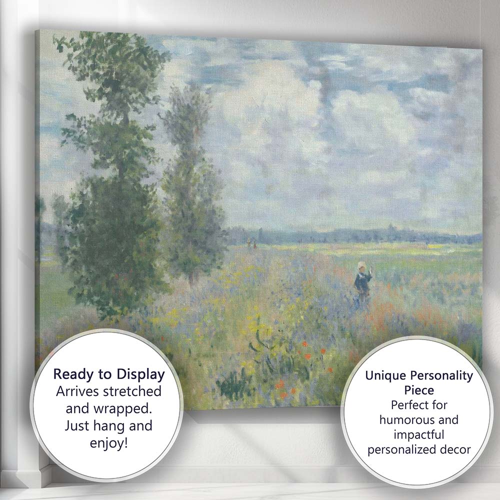 Claude Monet Wildflower Meadow Countryside Landscape Impressionist Canvas Wall Art Print Decor Picture Ready to Hang