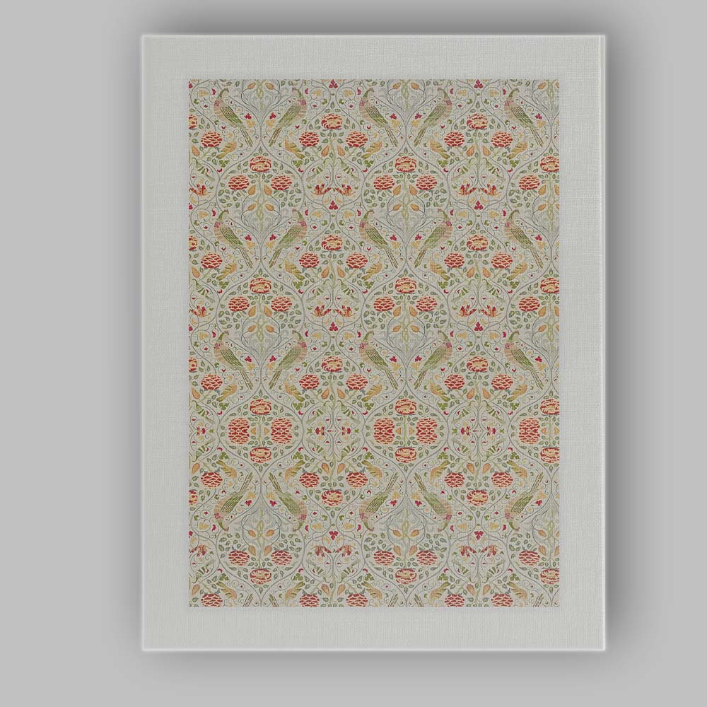 Arts and Crafts Birds Floral Damask Repeat Pattern Canvas Wall Art Print Decor Picture Ready to Hang