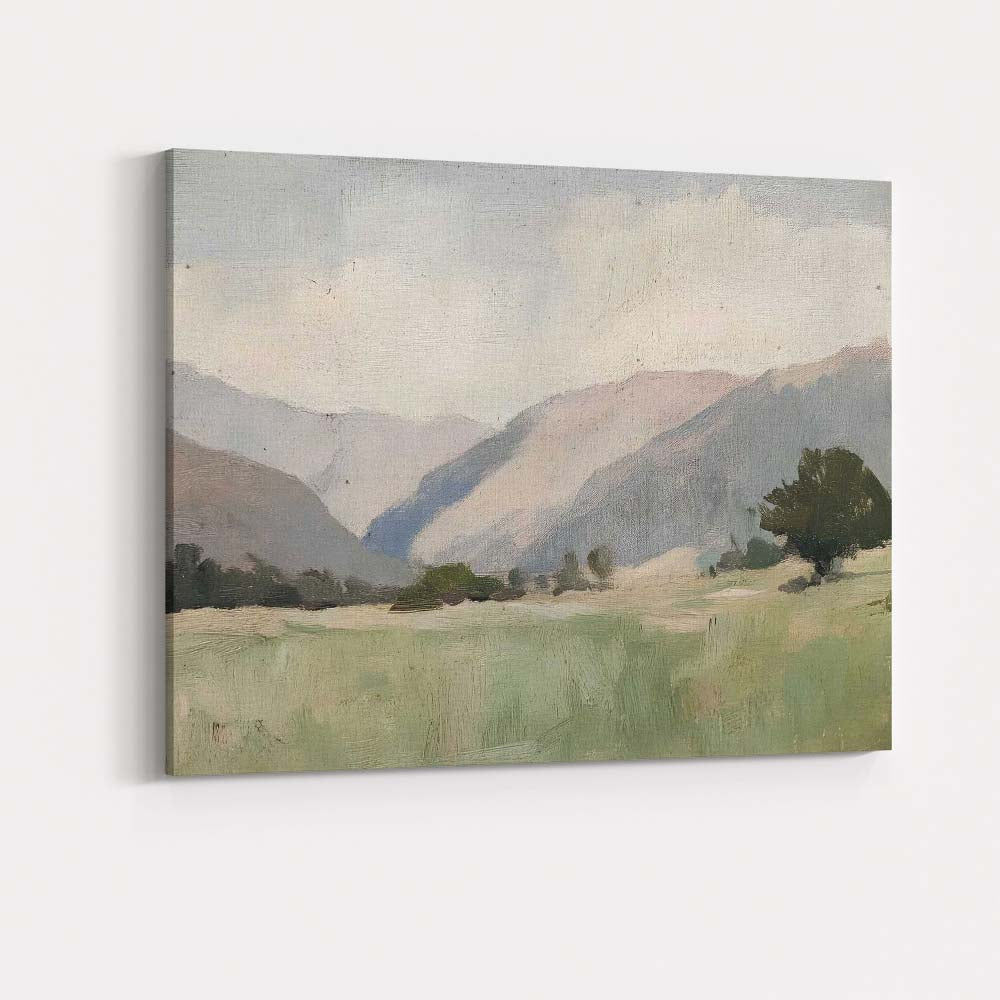 Minimalist Mountain Valley Soft Neutral Landscape Canvas Wall Art Print Decor Picture Ready to Hang