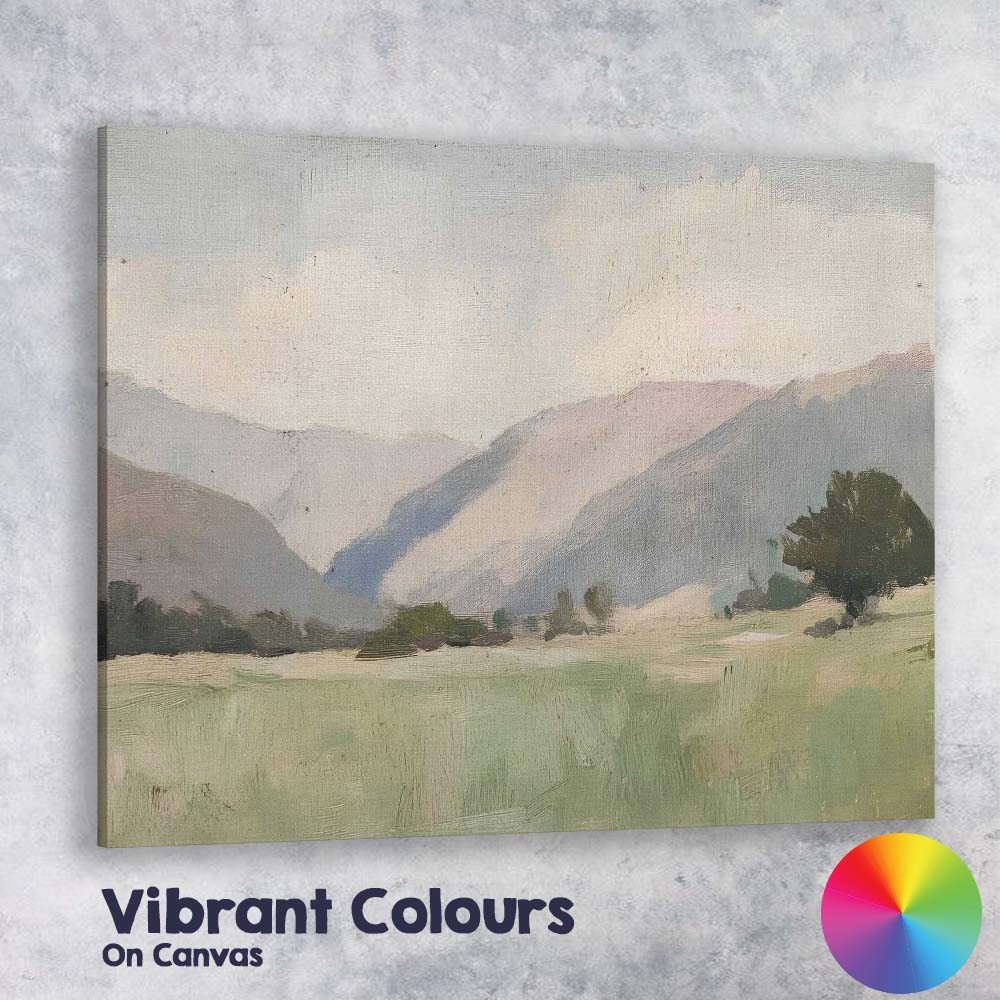 Minimalist Mountain Valley Soft Neutral Landscape Canvas Wall Art Print Decor Picture Ready to Hang
