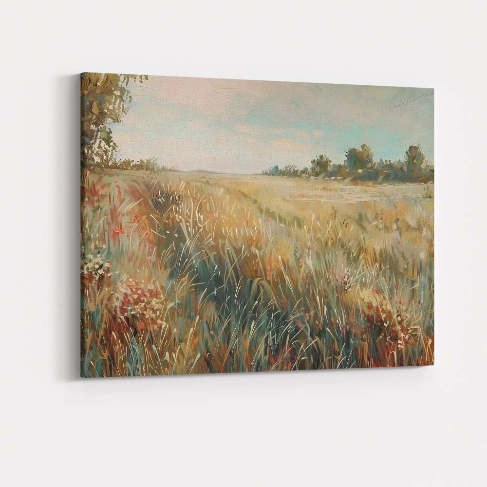 Abstract Autumn Meadow Wild Grass Countryside Landscape Canvas Wall Art Print Decor Picture Ready to Hang