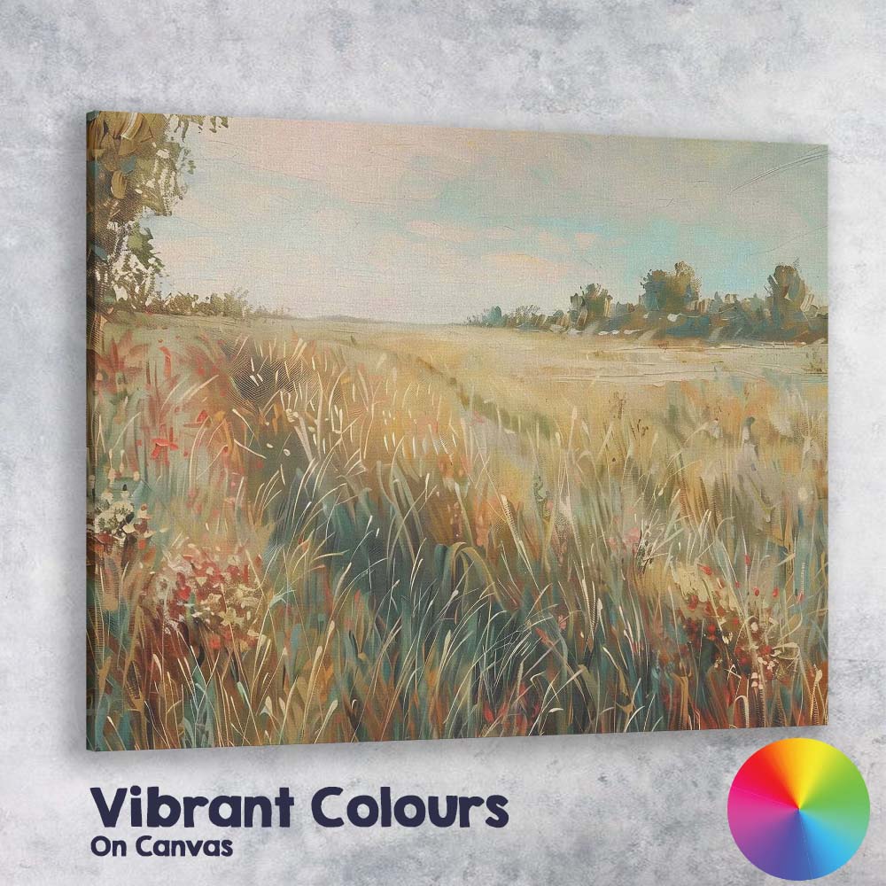 Abstract Autumn Meadow Wild Grass Countryside Landscape Canvas Wall Art Print Decor Picture Ready to Hang