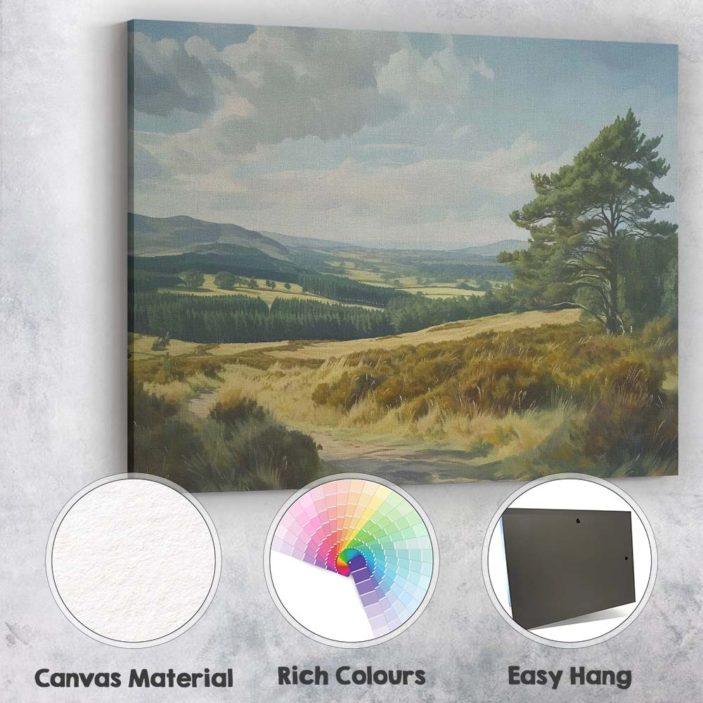 Rolling Green Valley Country Landscape Scenic Canvas Wall Art Print Decor Picture Ready to Hang
