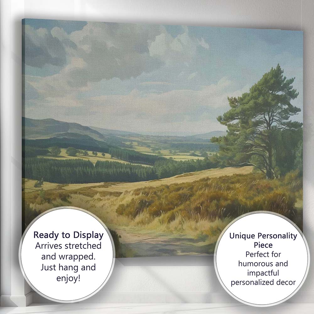 Rolling Green Valley Country Landscape Scenic Canvas Wall Art Print Decor Picture Ready to Hang