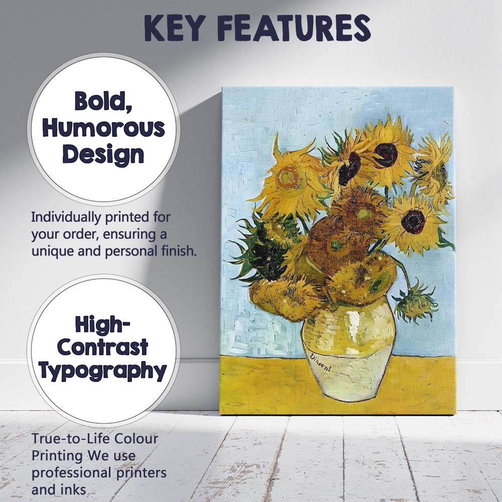 Expressive Sunflower Bouquet Floral Still Life Painting Canvas Wall Art Print Decor Picture Ready to Hang