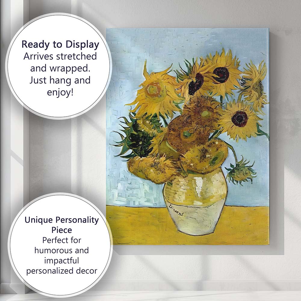 Expressive Sunflower Bouquet Floral Still Life Painting Canvas Wall Art Print Decor Picture Ready to Hang
