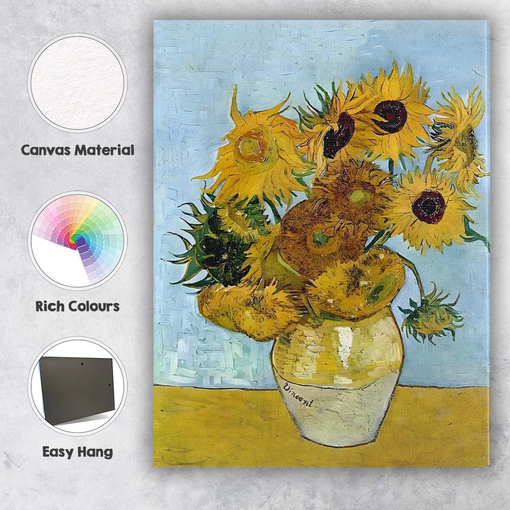 Expressive Sunflower Bouquet Floral Still Life Painting Canvas Wall Art Print Decor Picture Ready to Hang