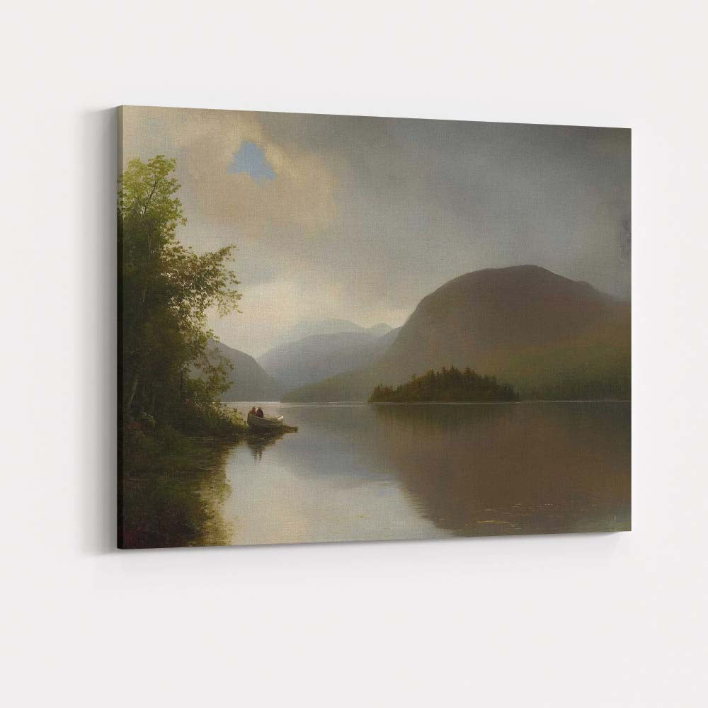Moody Mountain Lake Reflection Landscape Traditional Canvas Wall Art Print Decor Picture Ready to Hang