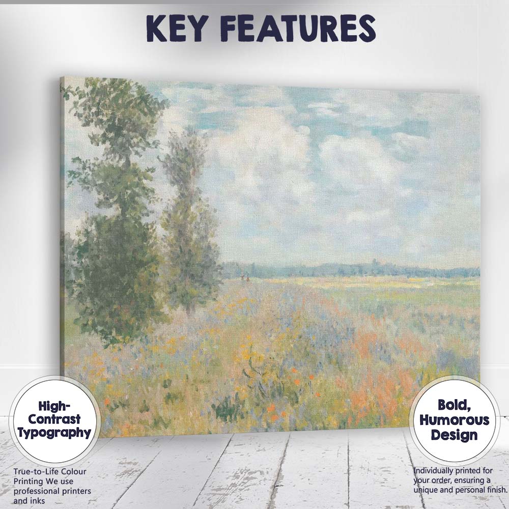 Impressionist Summer Wildflower Meadow Countryside Landscape Canvas Wall Art Print Decor Picture Ready to Hang