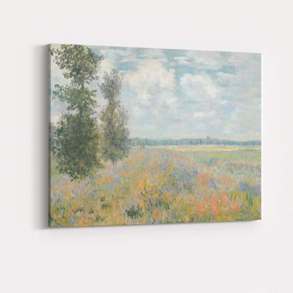 Pastel Blue Wildflower Meadow Countryside Landscape Impressionist Canvas Wall Art Print Decor Picture Ready to Hang