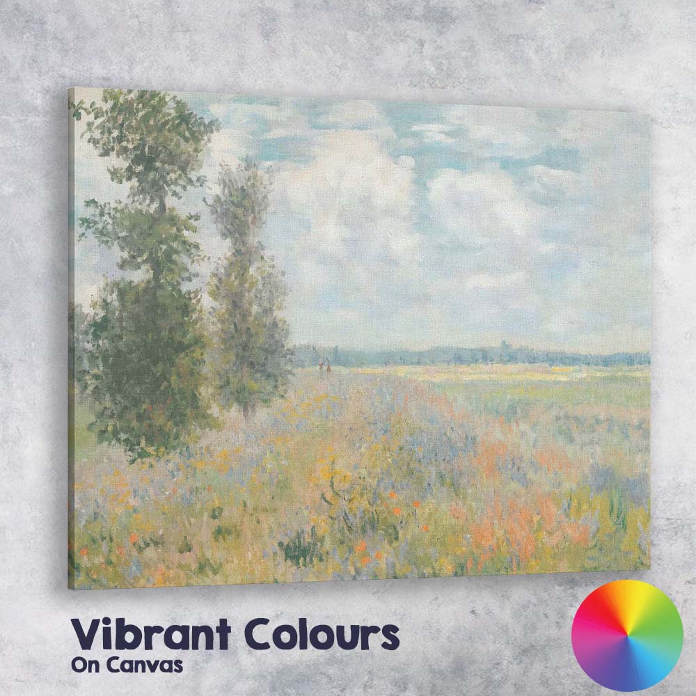 Pastel Blue Wildflower Meadow Countryside Landscape Impressionist Canvas Wall Art Print Decor Picture Ready to Hang