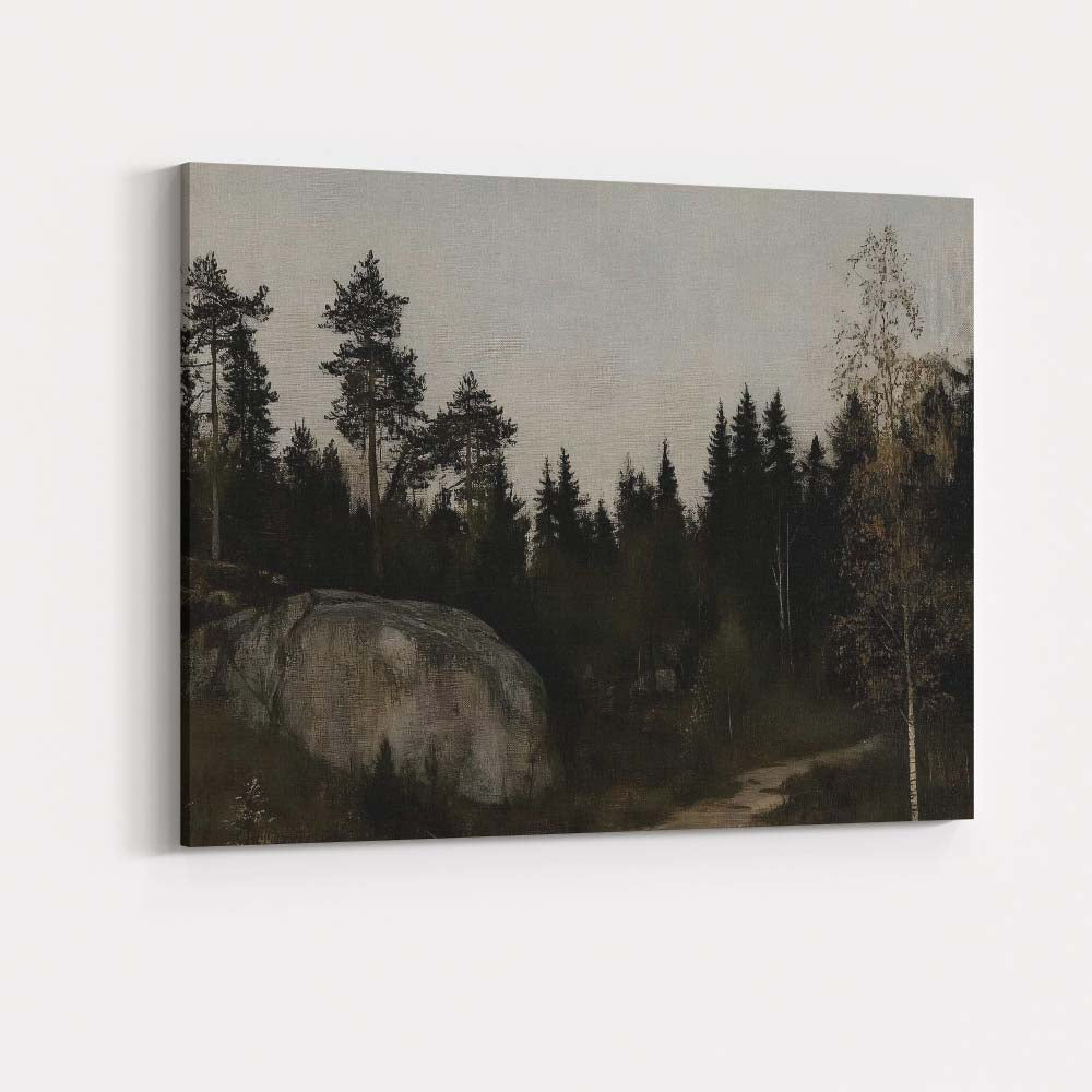 Dark Nordic Forest Woodland Landscape Rustic Canvas Wall Art Print Decor Picture Ready to Hang