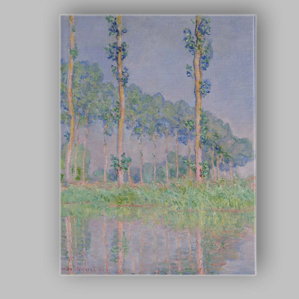 Pastel Impressionist Riverside Poplar Trees Reflection Landscape Canvas Wall Art Print Decor Picture Ready to Hang