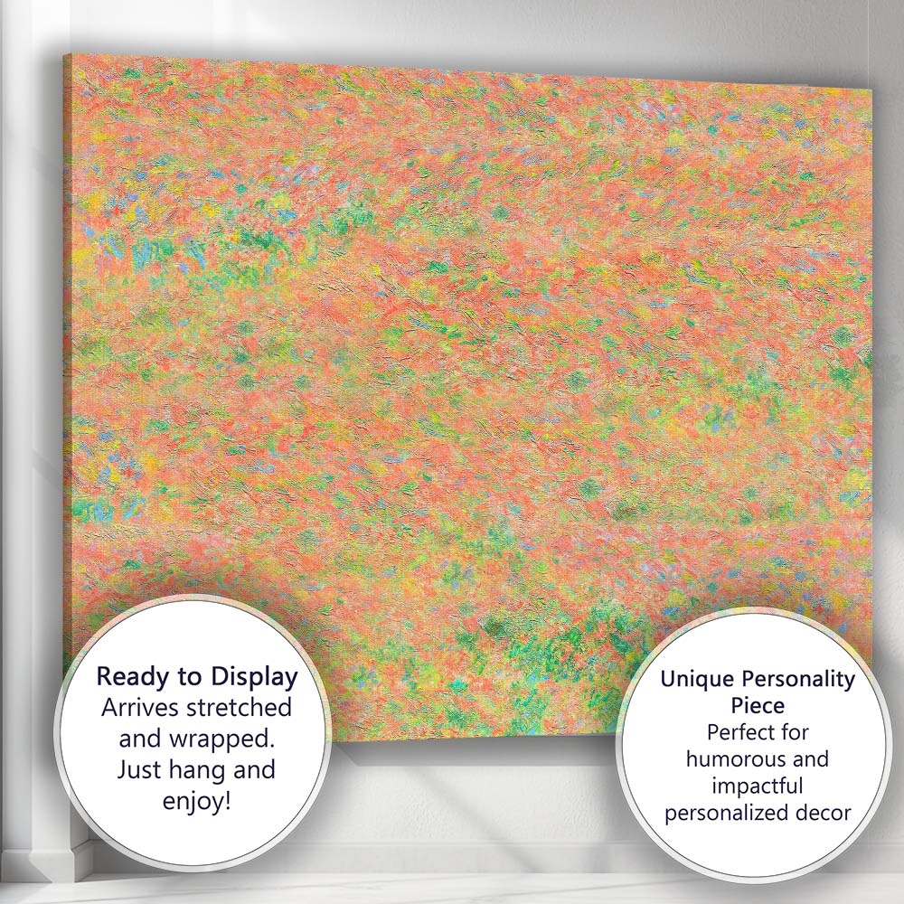 Abstract Coral Wildflower Meadow Textured Impressionist Canvas Wall Art Print Decor Picture Ready to Hang