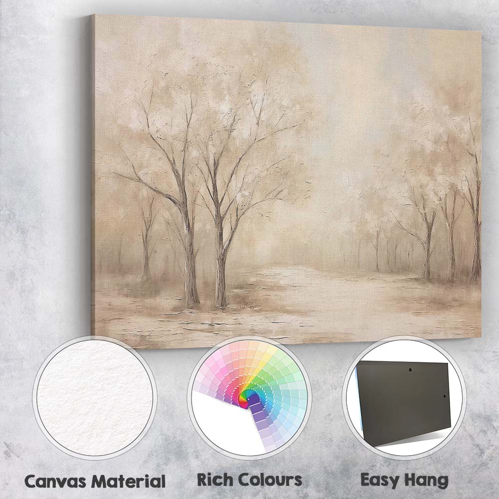 Warm Neutral Woodland Tree Avenue Landscape Canvas Wall Art Print Decor Picture Ready to Hang