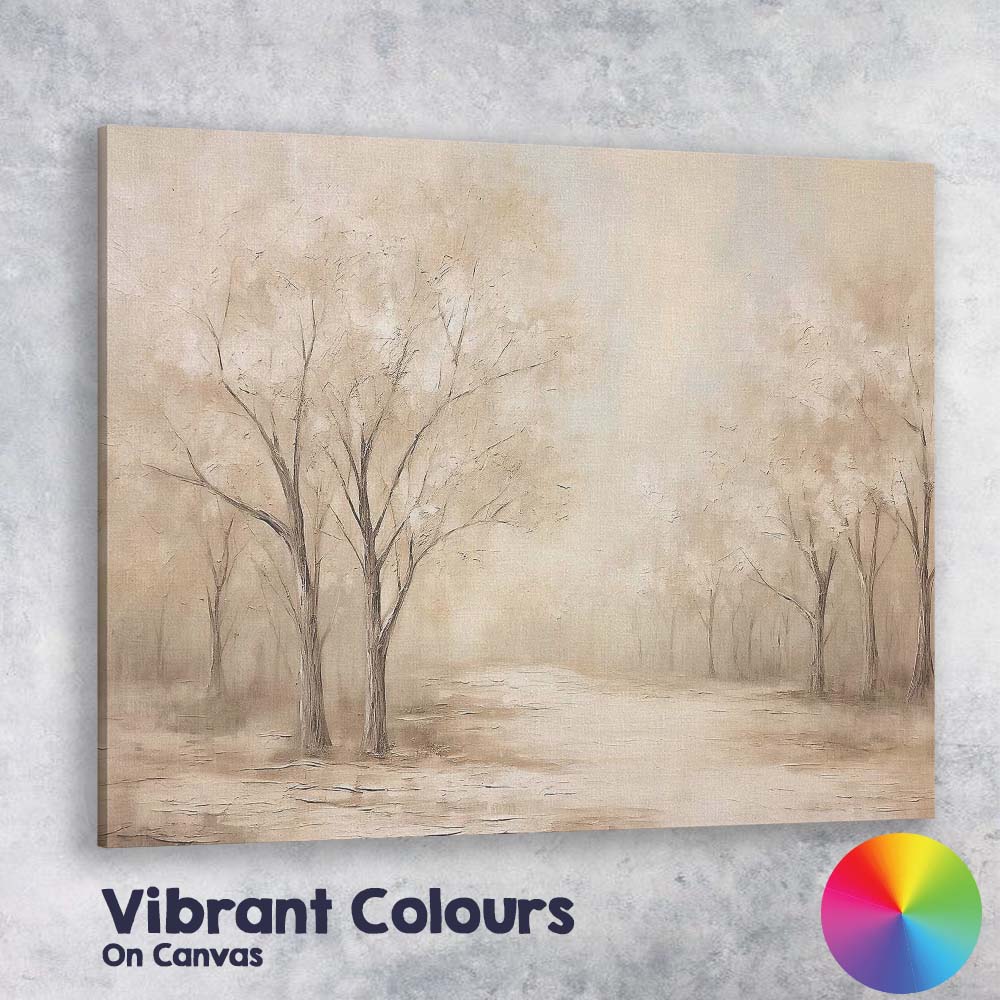 Warm Neutral Woodland Tree Avenue Landscape Canvas Wall Art Print Decor Picture Ready to Hang