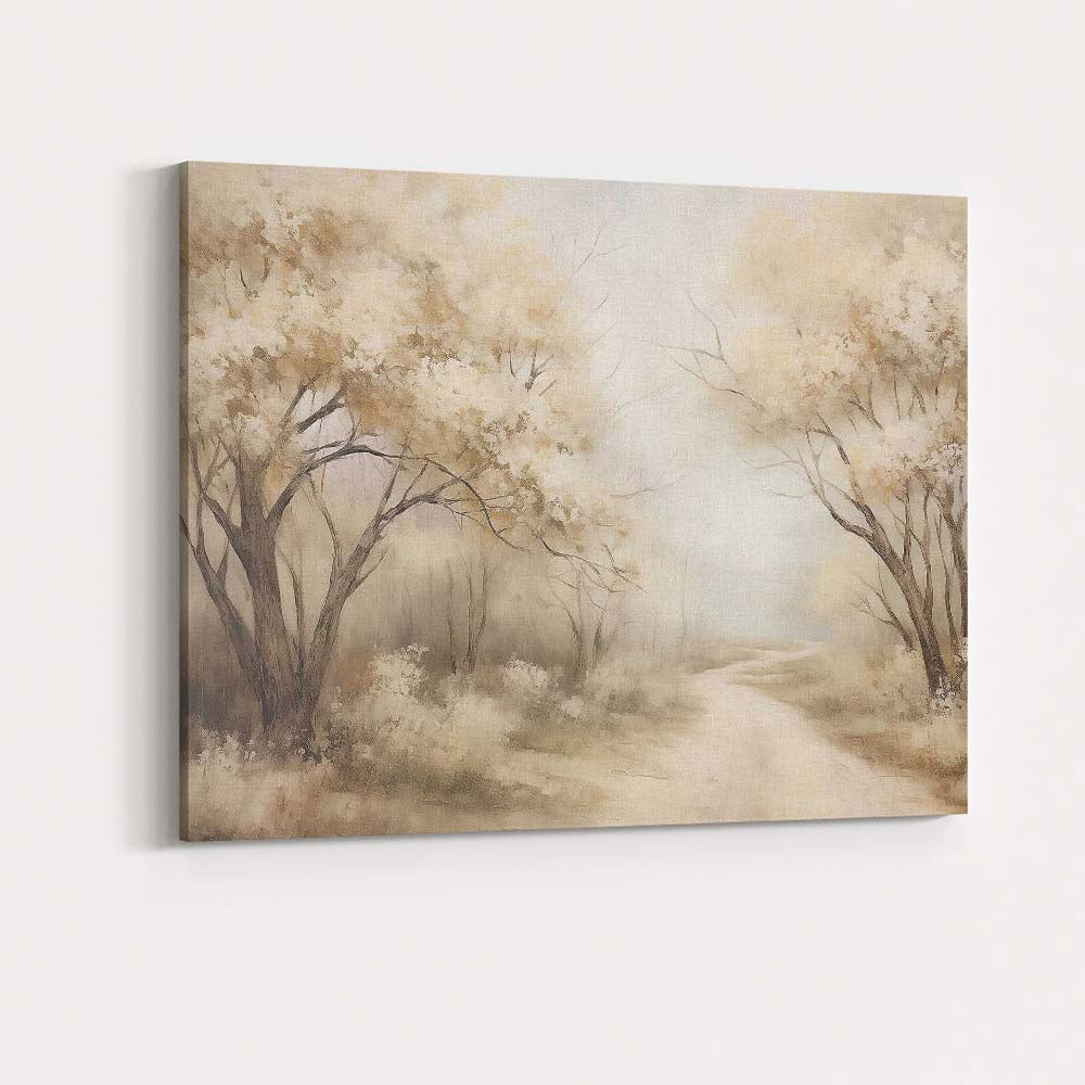 Ethereal Sunlit Woodland Trees Country Lane Canvas Wall Art Print Decor Picture Ready to Hang