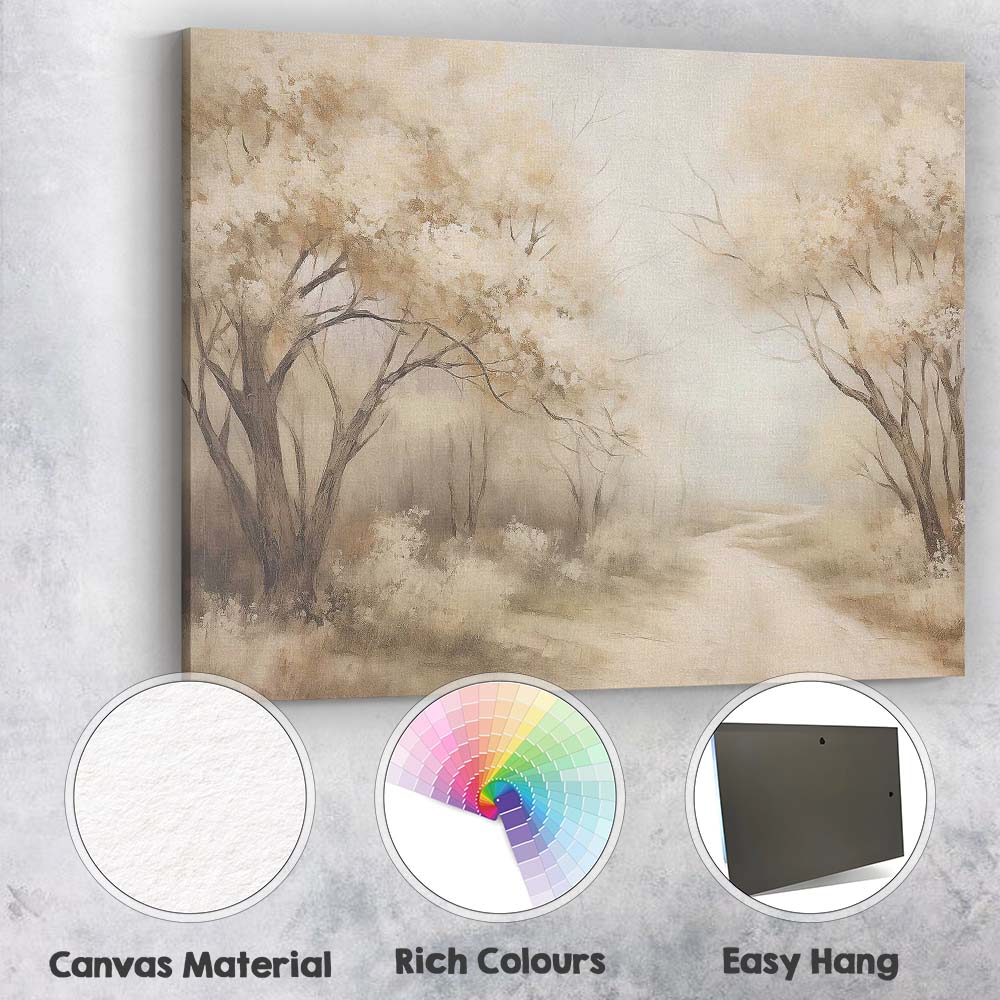 Ethereal Sunlit Woodland Trees Country Lane Canvas Wall Art Print Decor Picture Ready to Hang