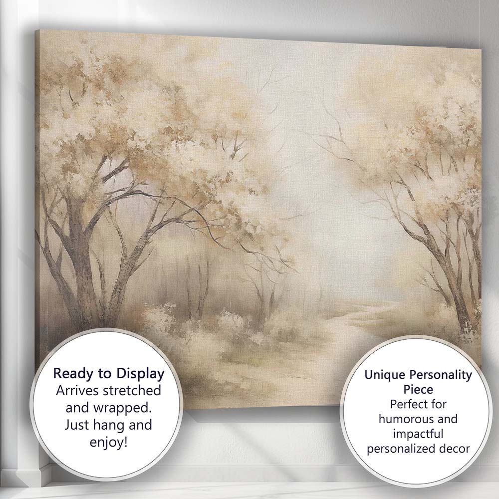 Ethereal Sunlit Woodland Trees Country Lane Canvas Wall Art Print Decor Picture Ready to Hang