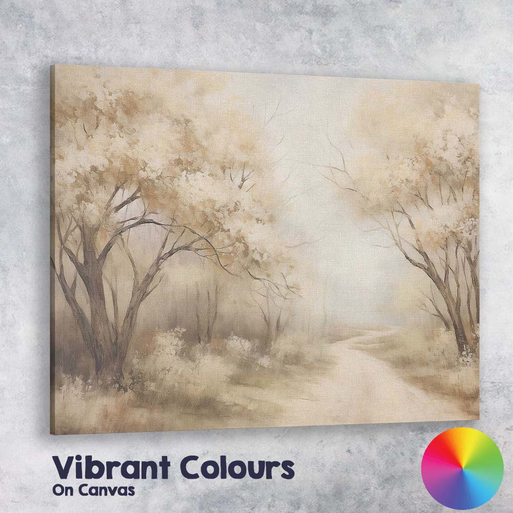 Ethereal Sunlit Woodland Trees Country Lane Canvas Wall Art Print Decor Picture Ready to Hang