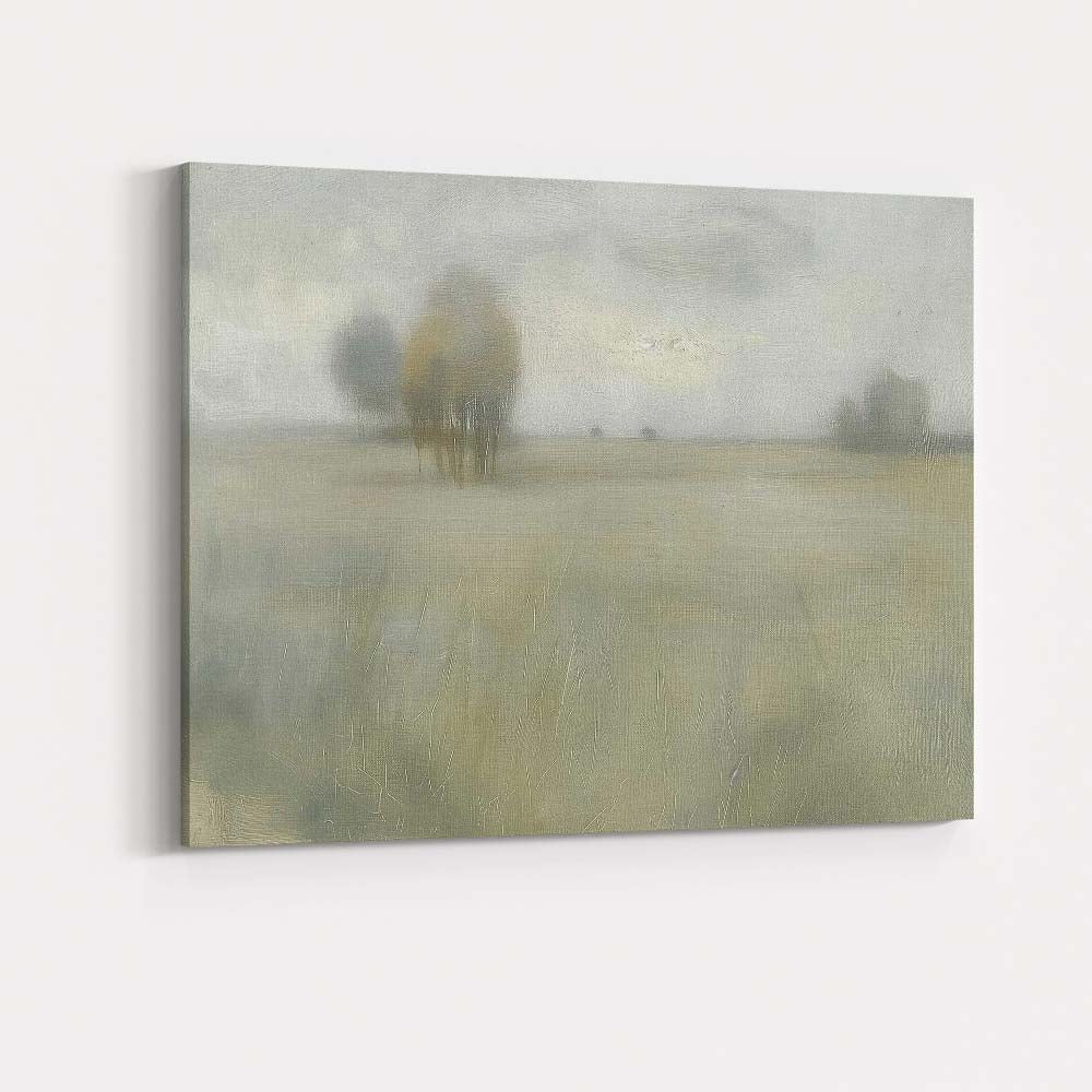 Soft Neutral Misty Meadow Trees Abstract Landscape Canvas Wall Art Print Decor Picture Ready to Hang