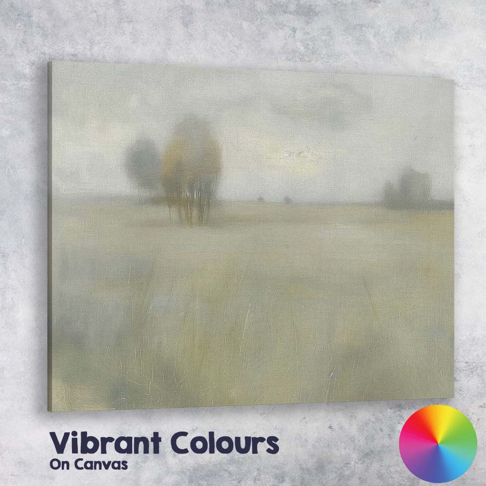 Soft Neutral Misty Meadow Trees Abstract Landscape Canvas Wall Art Print Decor Picture Ready to Hang