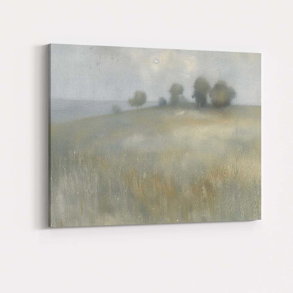 Minimalist Rolling Hill Trees Foggy Morning Landscape Canvas Wall Art Print Decor Picture Ready to Hang
