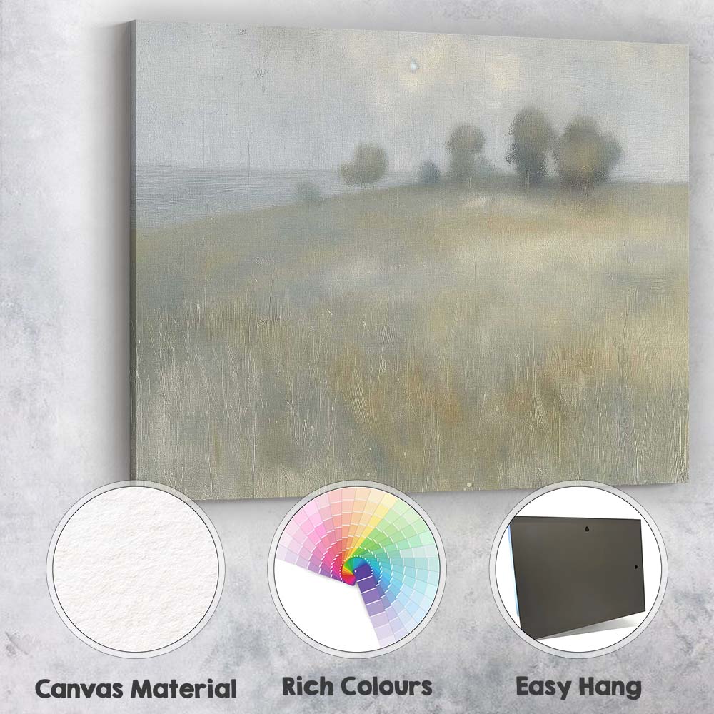 Minimalist Rolling Hill Trees Foggy Morning Landscape Canvas Wall Art Print Decor Picture Ready to Hang