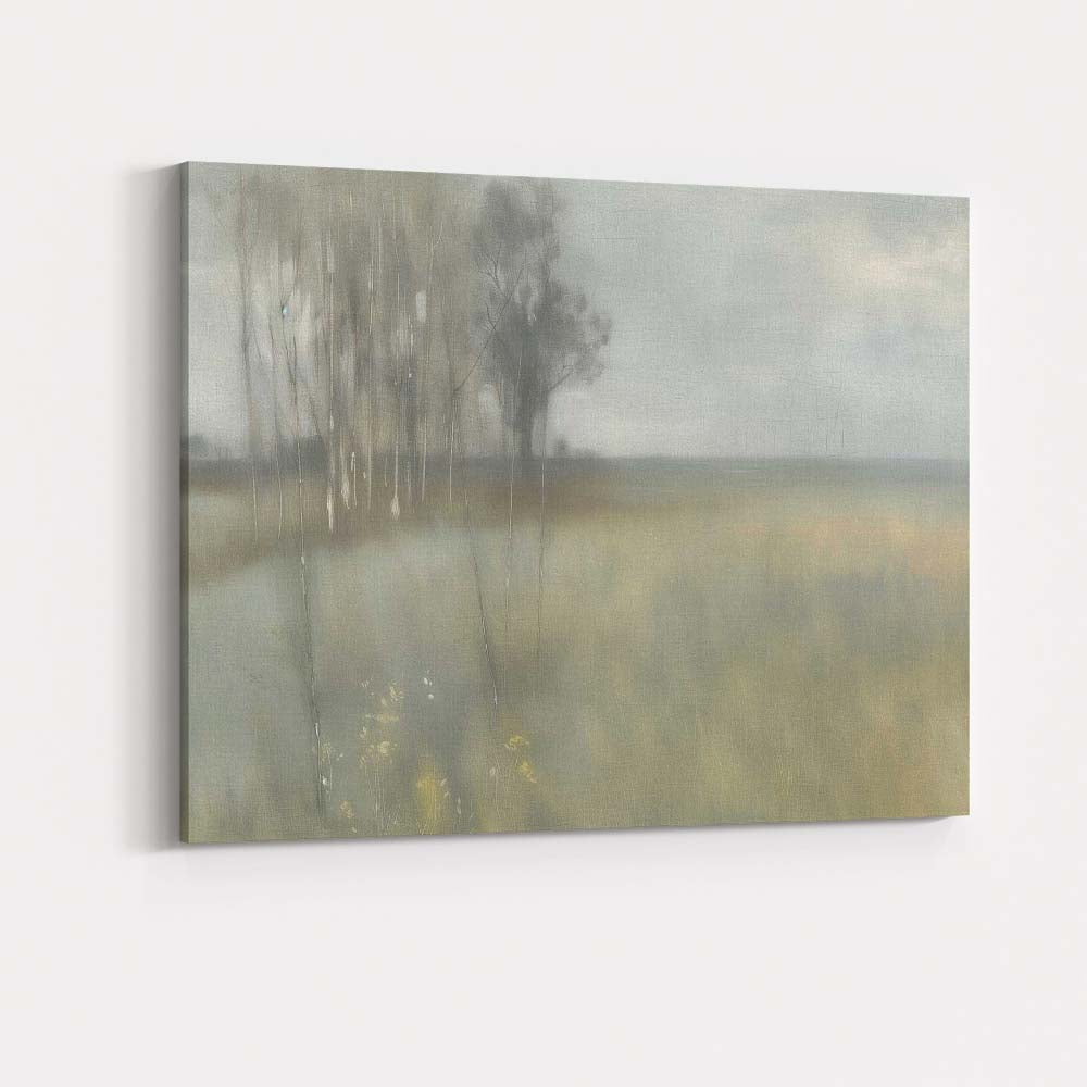 Abstract Misty Woodland Soft Neutral Landscape Impressionist Canvas Wall Art Print Decor Picture Ready to Hang