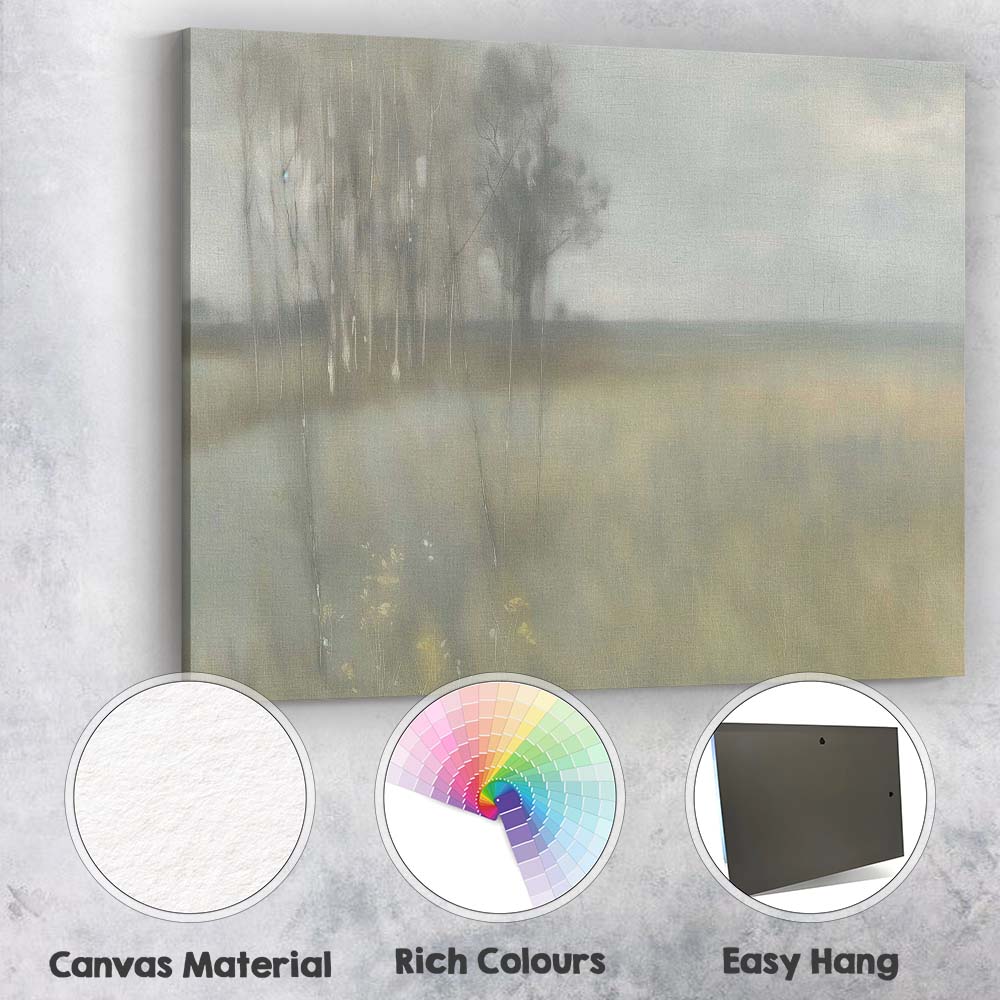 Abstract Misty Woodland Soft Neutral Landscape Impressionist Canvas Wall Art Print Decor Picture Ready to Hang