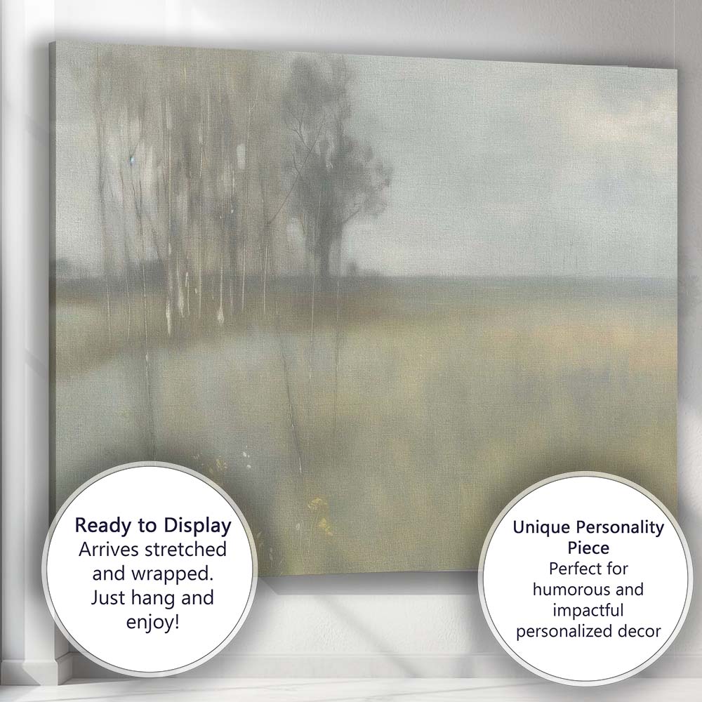 Abstract Misty Woodland Soft Neutral Landscape Impressionist Canvas Wall Art Print Decor Picture Ready to Hang