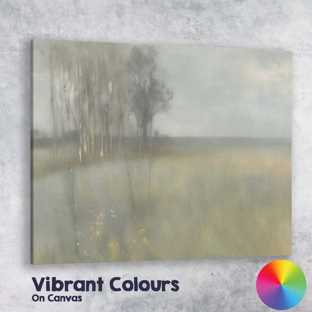 Abstract Misty Woodland Soft Neutral Landscape Impressionist Canvas Wall Art Print Decor Picture Ready to Hang