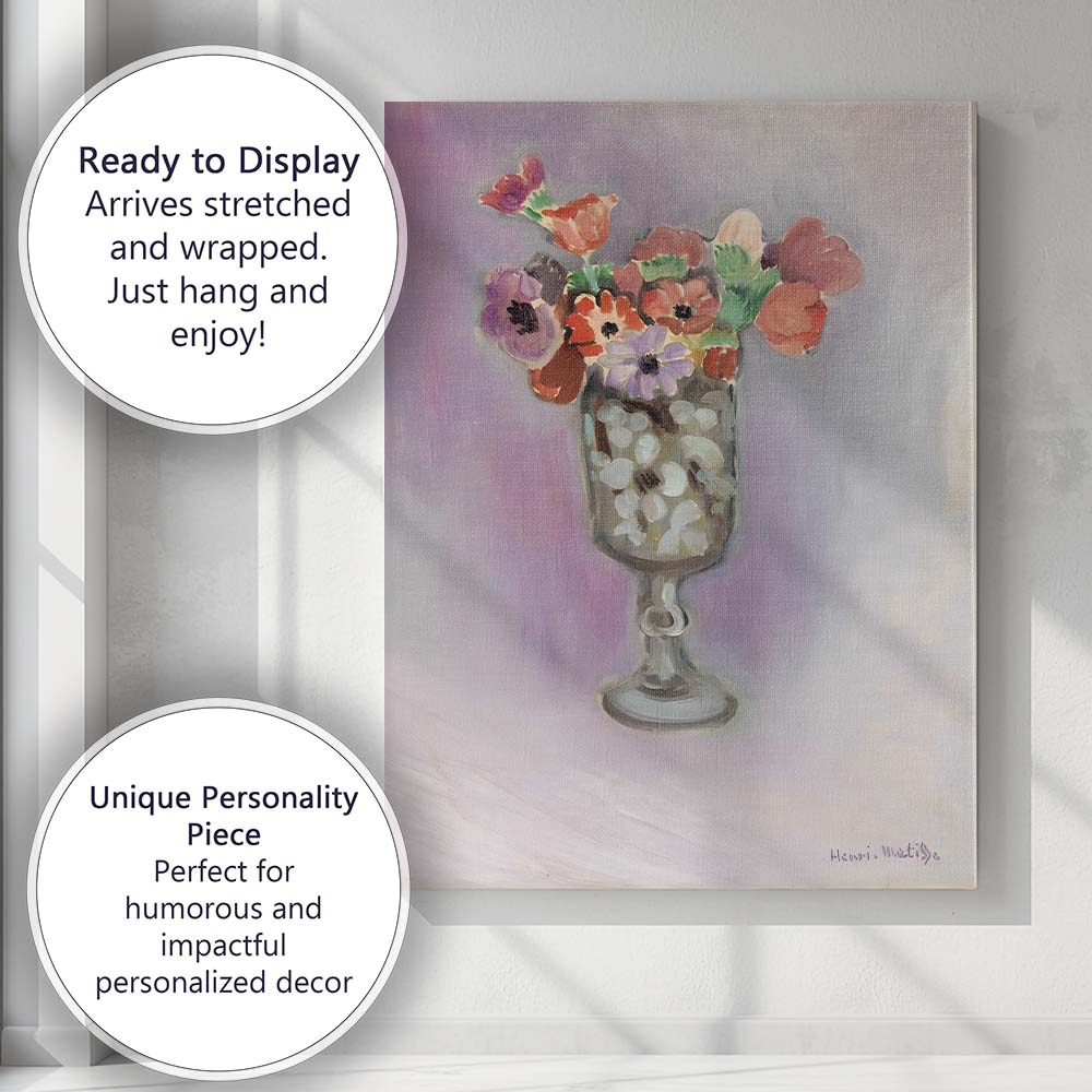 Contemporary Colourful Floral Bouquet Glass Vase Still Life Canvas Wall Art Print Decor Picture Ready to Hang